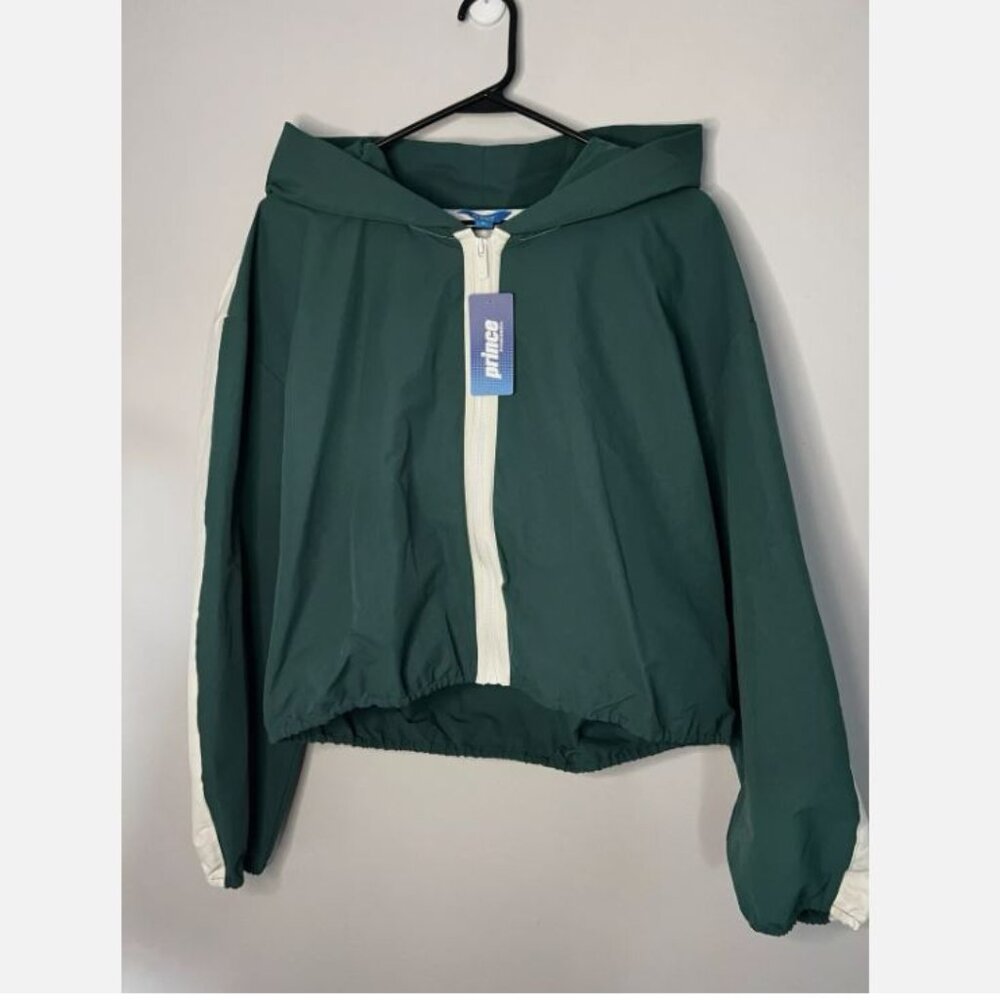 Prince Pickleball Jacket Windbreaker Hooded Cropped Women’s Size XL Green